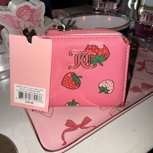 Juicy Couture Sweet Juicy L-Zip Card Case Holder Pink Lemonade